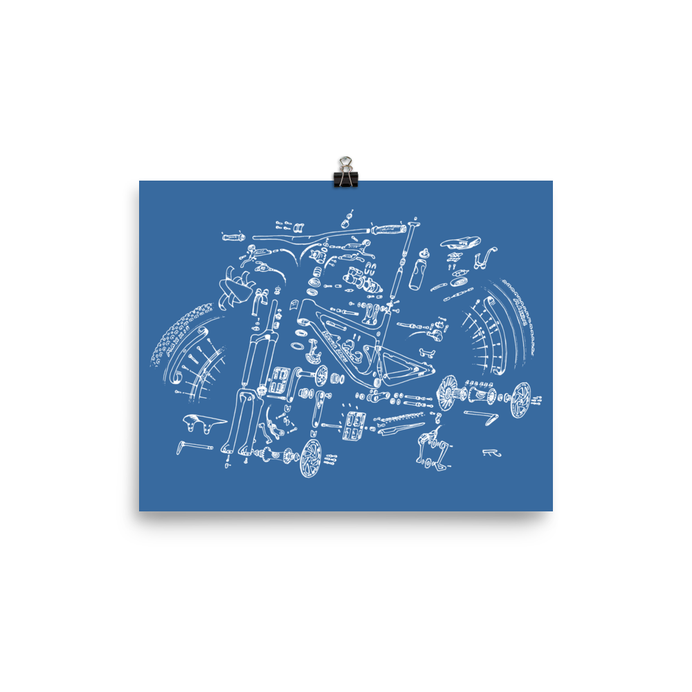 Mountain bike blueprint poster